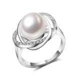 Freshwater Pearl Rings Women, Adjustable Cultured Pearl Rings 925 Silver Jewelry
