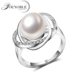 Freshwater Pearl Rings Women, Adjustable Cultured Pearl Rings 925 Silver Jewelry