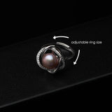 Freshwater Pearl Rings Women, Adjustable Cultured Pearl Rings 925 Silver Jewelry