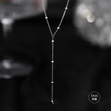 925 Silver Round Bead Chain Necklace Geometric Shape Choker