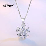 Silver Plated CZ Flower Pendant Necklace 18 inch