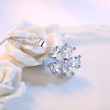 Silver Plated CZ Flower Pendant Necklace 18 inch