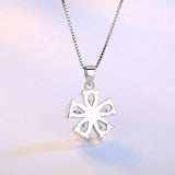 Silver Plated CZ Flower Pendant Necklace 18 inch