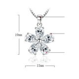 Silver Plated CZ Flower Pendant Necklace 18 inch