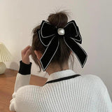 Velvet Bow Hair Pins Rhinestone Pearl Hair Clips for Women
