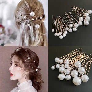 U-shaped Pin Barrette Clip Hairpins Simulated Pearls Bridal Hairpin