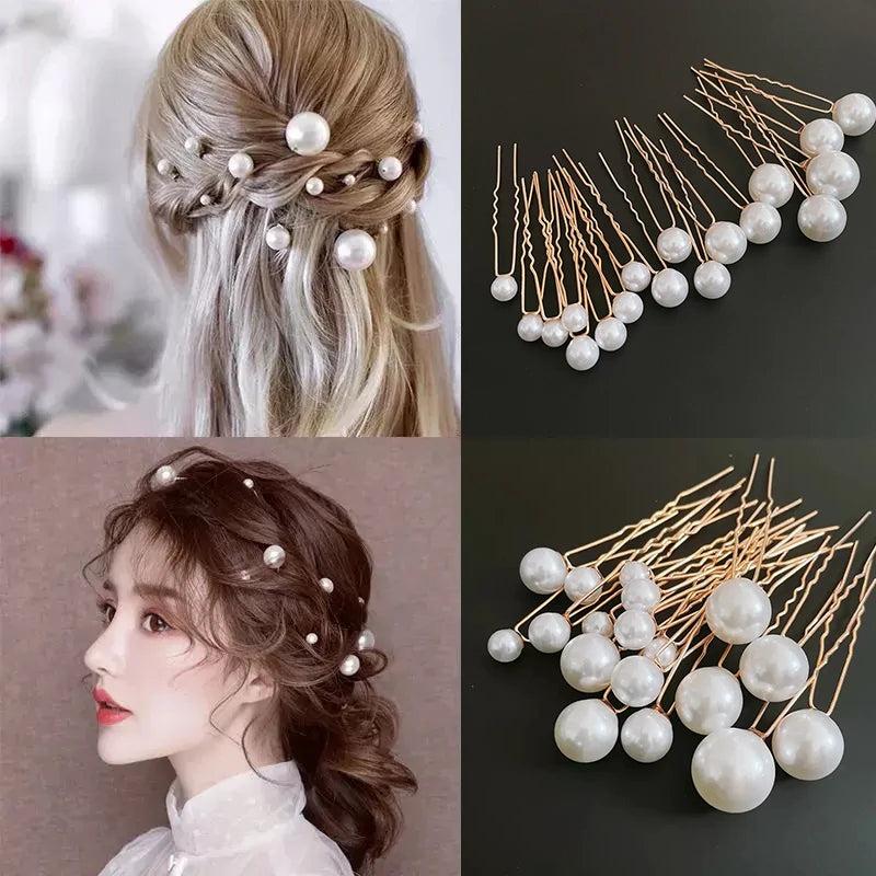 U-shaped Pin Barrette Clip Hairpins Simulated Pearls Bridal Hairpin