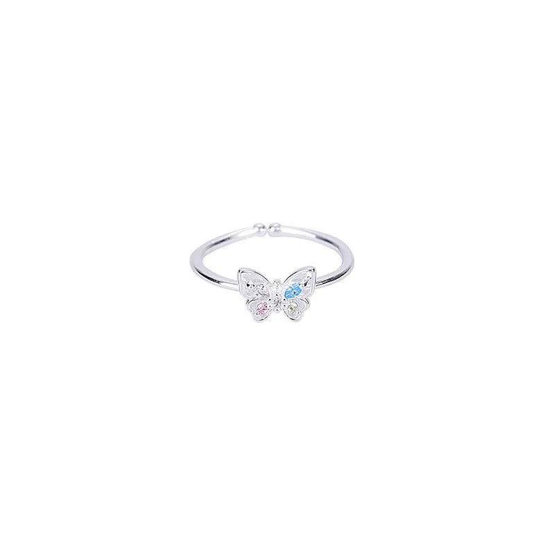 Sterling Silver Butterfly Zircon Ring for Women
