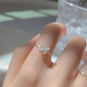 Sterling Silver Butterfly Zircon Ring for Women