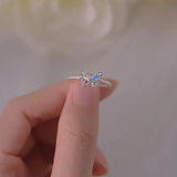 Sterling Silver Butterfly Zircon Ring for Women