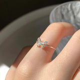Sterling Silver Butterfly Zircon Ring for Women