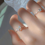 Sterling Silver Butterfly Zircon Ring for Women