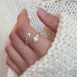 925 Silver Cross Pearl Adjustable Ring for Women and Girls