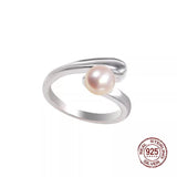 925 Silver Cross Pearl Adjustable Ring for Women and Girls