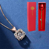 Heart Intertwined Necklace with Rose for Women - Romantic Jewelry