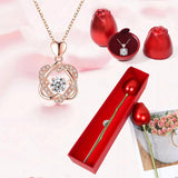 Heart Intertwined Necklace with Rose for Women - Romantic Jewelry