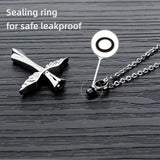 Cross Wings Cremation Necklace for Ashes Stainless Steel Pendant