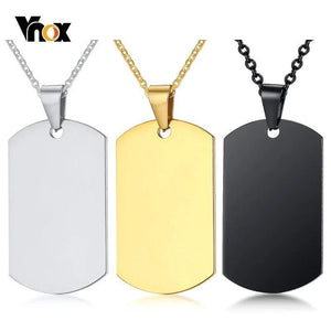 Military Dog Tag Pendant Necklace Stainless Steel ID Necklaces