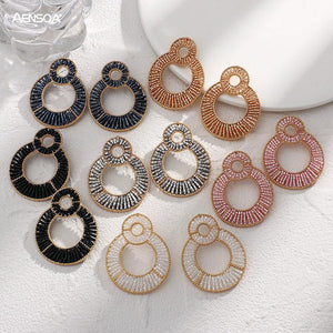 Colorful Crystal Beads Drop Earrings Geometric Pendientes Party Jewelry