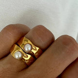 Uworld Vintage Style Ring with Fresh Water Pearl