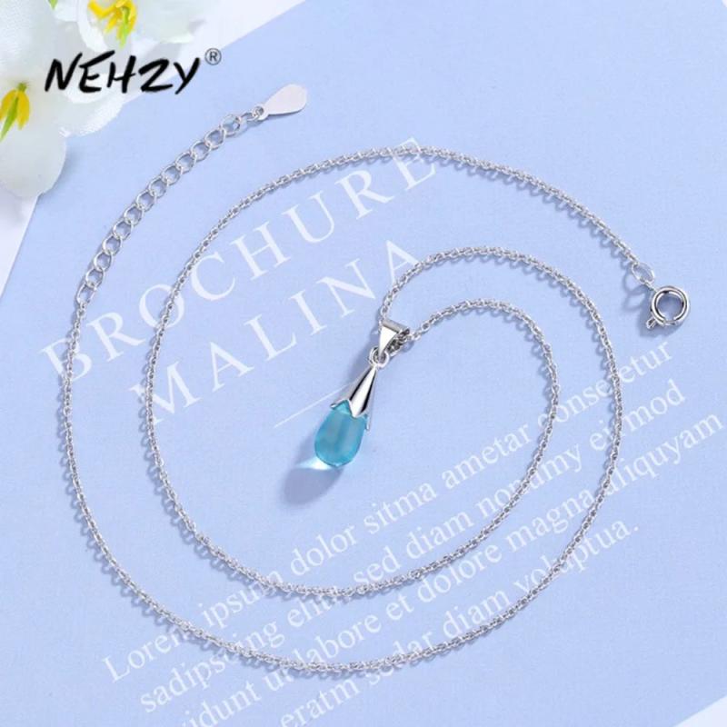 925 Silver CZ Pendant Necklace 43.5CM