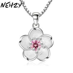 925 Silver Needle Fresh Rose Cherry Necklace Pendant Peach Pendant Jewelry