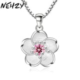 925 Silver Needle Fresh Rose Cherry Necklace Pendant Peach Pendant Jewelry