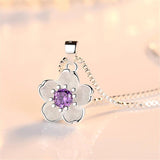 925 Silver Needle Fresh Rose Cherry Necklace Pendant Peach Pendant Jewelry