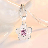 925 Silver Needle Fresh Rose Cherry Necklace Pendant Peach Pendant Jewelry