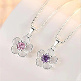 925 Silver Needle Fresh Rose Cherry Necklace Pendant Peach Pendant Jewelry