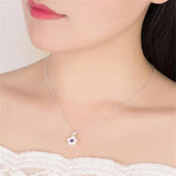925 Silver Needle Fresh Rose Cherry Necklace Pendant Peach Pendant Jewelry