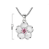 925 Silver Needle Fresh Rose Cherry Necklace Pendant Peach Pendant Jewelry