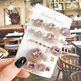 5pcs Crystal Hair Clips Women's Hair Accessories Simulated Pearl