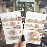 5pcs Crystal Hair Clips Women's Hair Accessories Simulated Pearl