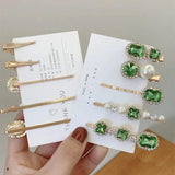 5pcs Crystal Hair Clips Women's Hair Accessories Simulated Pearl