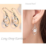 925 Silver Plant Leaf Pearl Drop Earrings for Women Jewelry