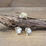 Baroque Pearl Open Ring Adjustable Golden Ring Men Women Jewelry