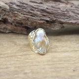 Baroque Pearl Open Ring Adjustable Golden Ring Men Women Jewelry