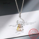 925 Silver Fish Pendant Necklace With Fish Hook Charms S-N376