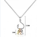 925 Silver Fish Pendant Necklace With Fish Hook Charms S-N376