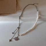 Sterling Silver Planet Necklace Pearl Choker for Women