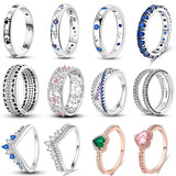 925 Silver Star Moon Colorful Zircon Ring Fine Jewelry