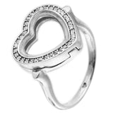 925 Silver Ring Romance Spirit Bow Heart Locket Women Gift Jewelry