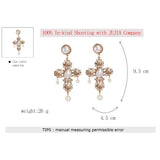 Baroque Bohemian Pearl Drop Cross Earrings