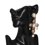 Baroque Bohemian Pearl Drop Cross Earrings