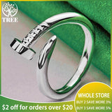 925 Sterling Silver Bending Nail Adjustable Rings For Women Man