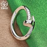 925 Sterling Silver Bending Nail Adjustable Rings For Women Man