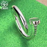 925 Sterling Silver Bending Nail Adjustable Rings For Women Man
