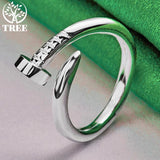 925 Sterling Silver Bending Nail Adjustable Rings For Women Man