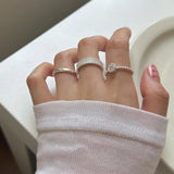 925 Silver Zircon Bead Ring Women Gift Sweet Vintage Jewelry